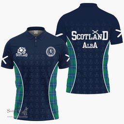 ScotsTee Shop Scottish Irvine Clan Crest Scotland Alba And Scottish Tartan Polo Shirt