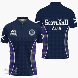 ScotsTee Shop Scottish Kinnaird Clan Crest Scotland Alba And Scottish Tartan Polo Shirt