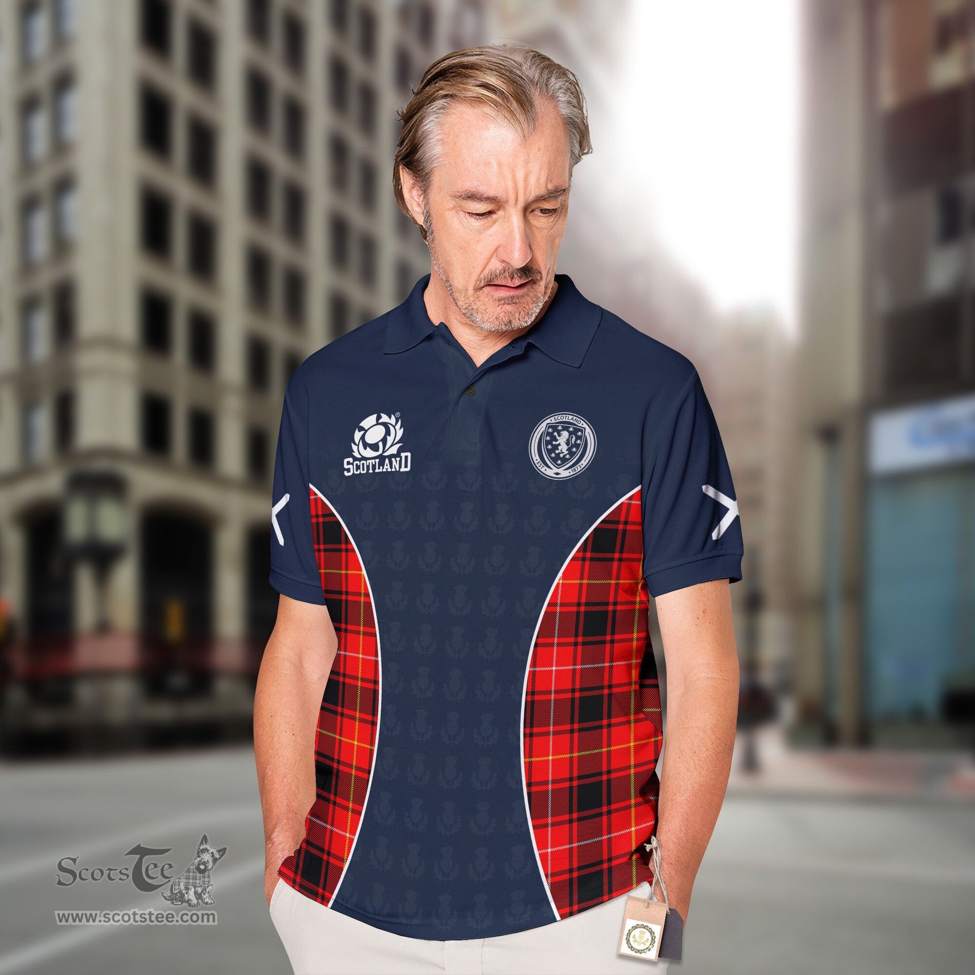 ScotsTee Shop Scottish MacIver Clan Crest Scotland Alba And Scottish Tartan Polo Shirt