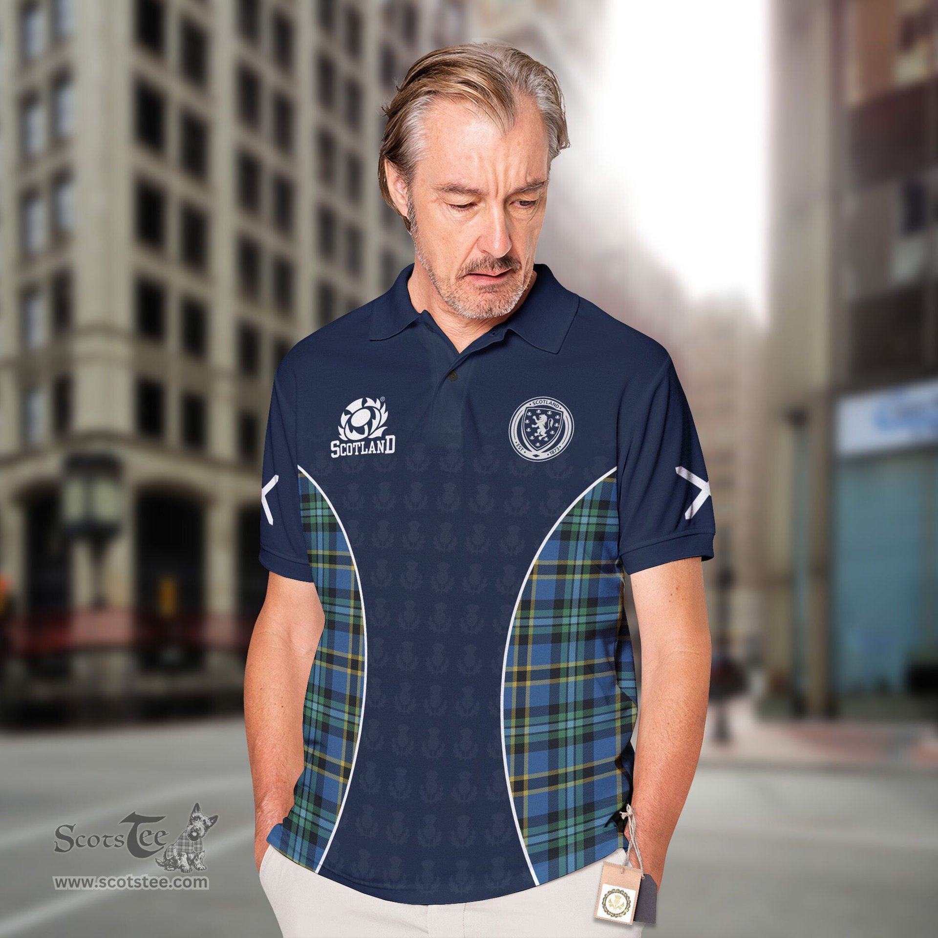 ScotsTee Shop Scottish Weir Clan Crest Scotland Alba And Scottish Tartan Polo Shirt