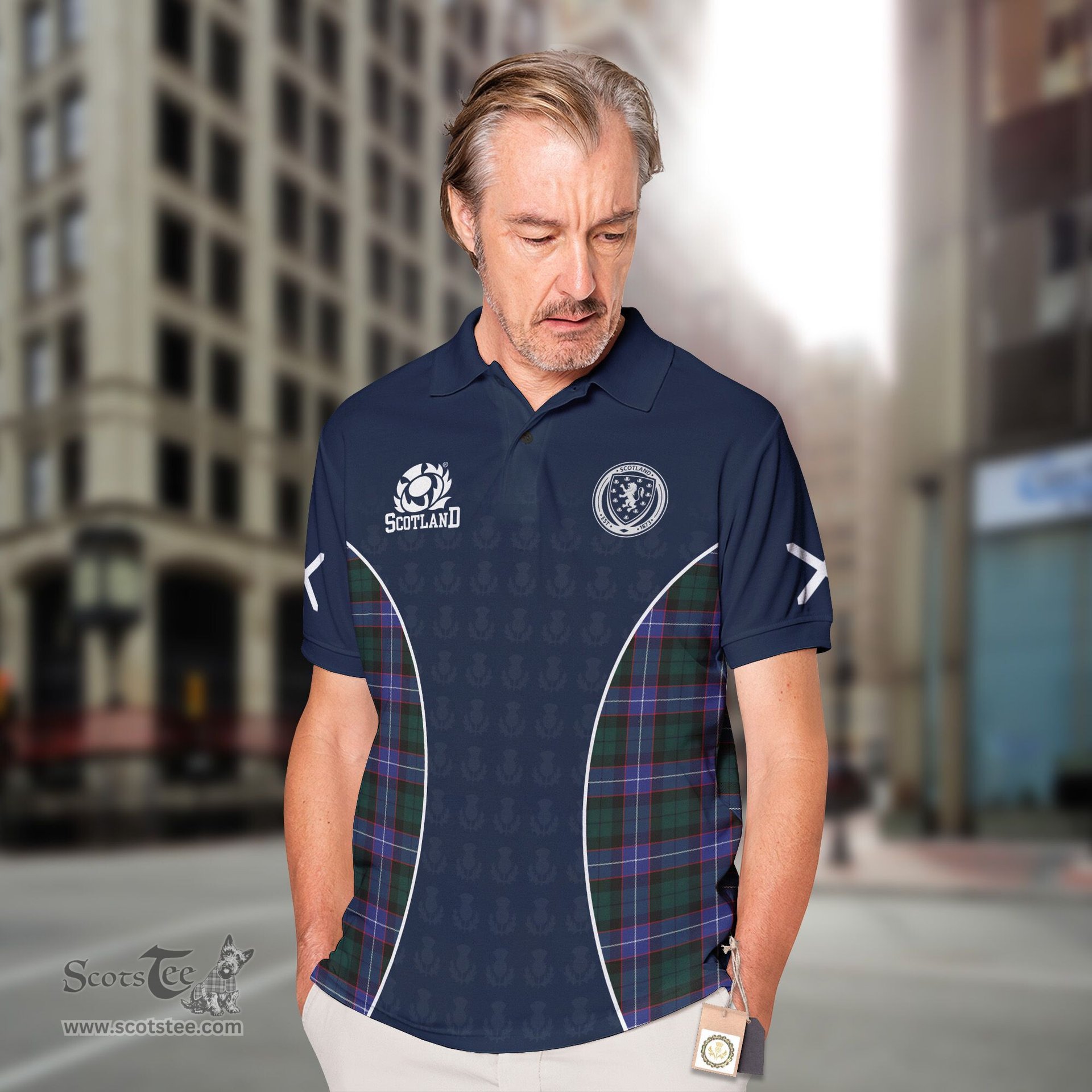 ScotsTee Shop Scottish Guthrie Clan Crest Scotland Alba And Scottish Tartan Polo Shirt