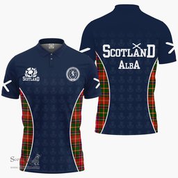 ScotsTee Shop Scottish Somerville Clan Crest Scotland Alba And Scottish Tartan Polo Shirt