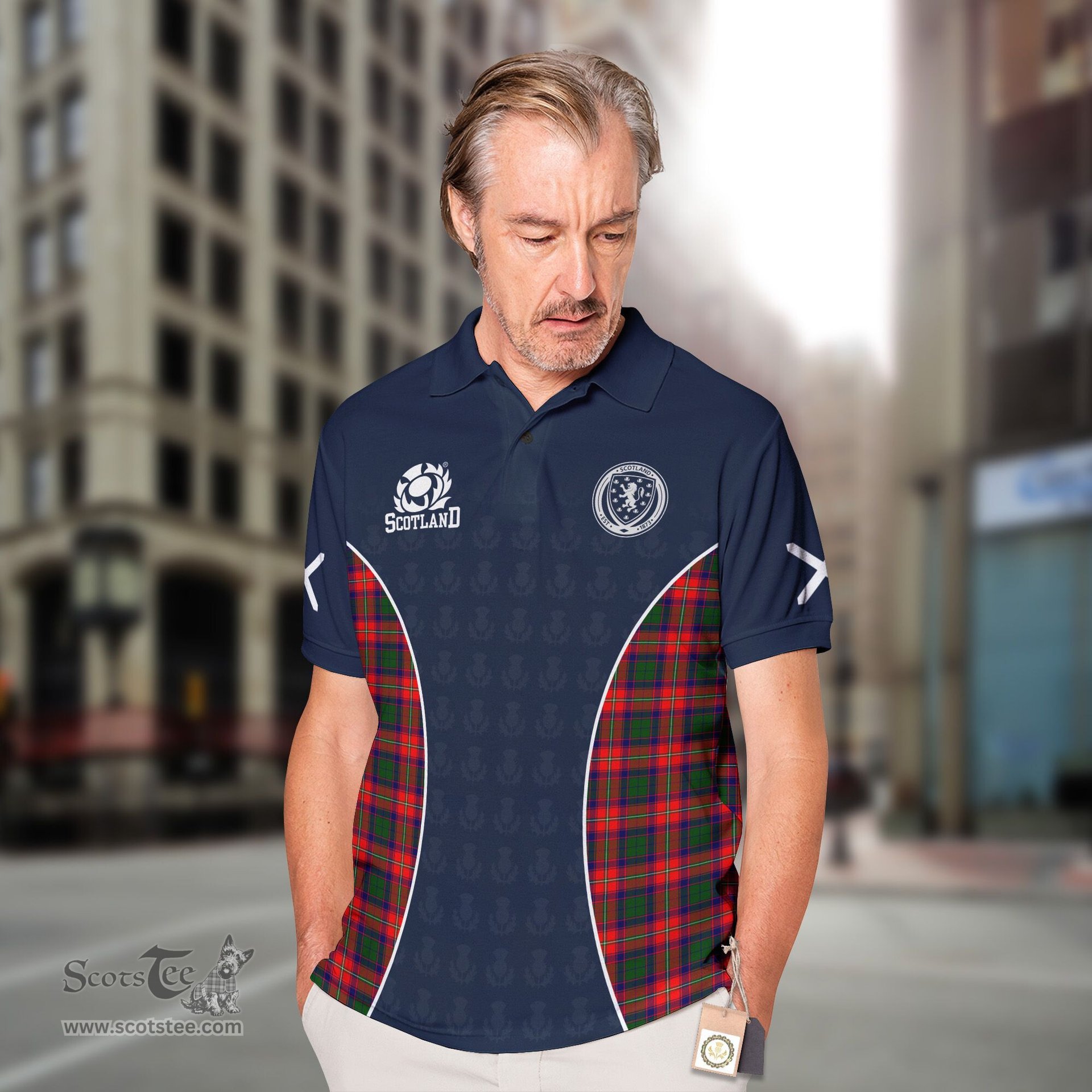 ScotsTee Shop Scottish Wauchope or Waugh Clan Crest Scotland Alba And Scottish Tartan Polo Shirt