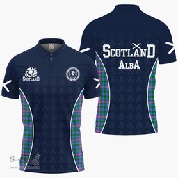 ScotsTee Shop Scottish Pitcairn Clan Crest Scotland Alba And Scottish Tartan Polo Shirt