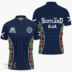 ScotsTee Shop Scottish Stirling of Cadder-Present Chief Clan Crest Scotland Alba And Scottish Tartan Polo Shirt