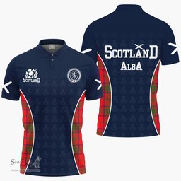 ScotsTee Shop Scottish Ross Clan Crest Scotland Alba And Scottish Tartan Polo Shirt