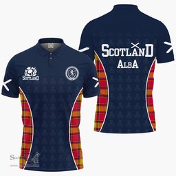 ScotsTee Shop Scottish Scrymgeour Clan Crest Scotland Alba And Scottish Tartan Polo Shirt