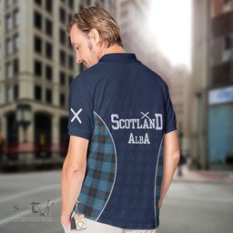 ScotsTee Shop Scottish Horsburgh Clan Crest Scotland Alba And Scottish Tartan Polo Shirt