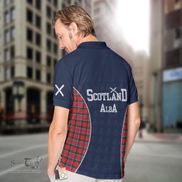 ScotsTee Shop Scottish Sinclair Clan Crest Scotland Alba And Scottish Tartan Polo Shirt