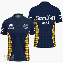 ScotsTee Shop Scottish Jardine Clan Crest Scotland Alba And Scottish Tartan Polo Shirt