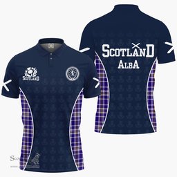 ScotsTee Shop Scottish Ochterlony Clan Crest Scotland Alba And Scottish Tartan Polo Shirt