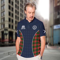 ScotsTee Shop Scottish Pollock Clan Crest Scotland Alba And Scottish Tartan Polo Shirt