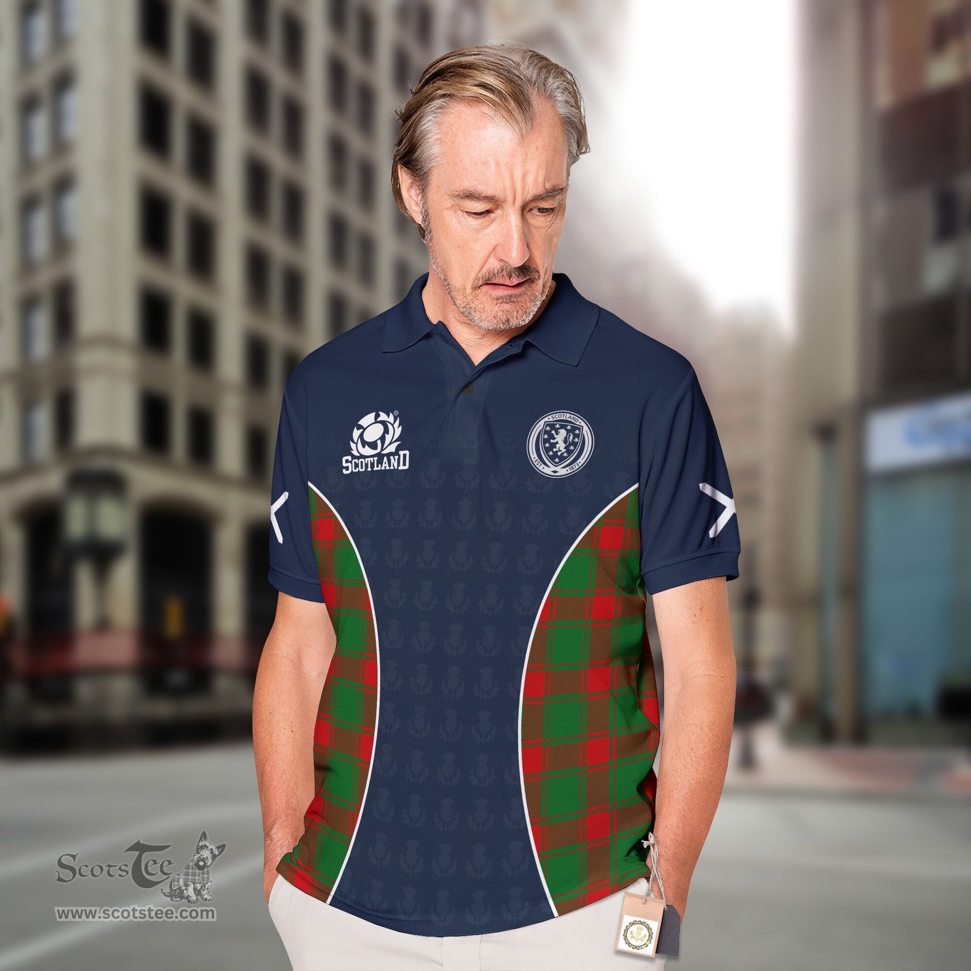 ScotsTee Shop Scottish Middleton Clan Crest Scotland Alba And Scottish Tartan Polo Shirt