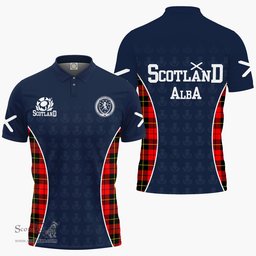 ScotsTee Shop Scottish Wallace Clan Crest Scotland Alba And Scottish Tartan Polo Shirt