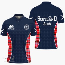 ScotsTee Shop Scottish Udny Clan Crest Scotland Alba And Scottish Tartan Polo Shirt