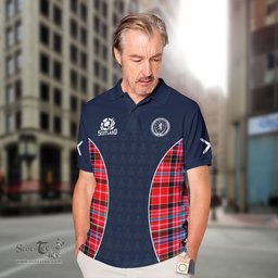 ScotsTee Shop Scottish Udny Clan Crest Scotland Alba And Scottish Tartan Polo Shirt