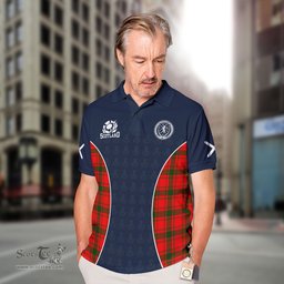 ScotsTee Shop Scottish MacQuarrie Clan Crest Scotland Alba And Scottish Tartan Polo Shirt