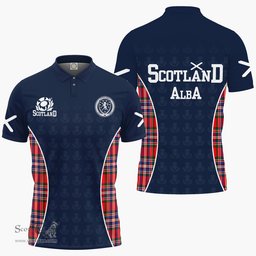 ScotsTee Shop Scottish MacFarlane Clan Crest Scotland Alba And Scottish Tartan Polo Shirt