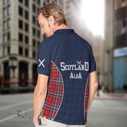 ScotsTee Shop Scottish MacFarlane Clan Crest Scotland Alba And Scottish Tartan Polo Shirt