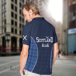 ScotsTee Shop Scottish Mercer Clan Crest Scotland Alba And Scottish Tartan Polo Shirt