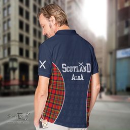 ScotsTee Shop Scottish Hepburn Clan Crest Scotland Alba And Scottish Tartan Polo Shirt