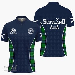 ScotsTee Shop Scottish Monteith Clan Crest Scotland Alba And Scottish Tartan Polo Shirt