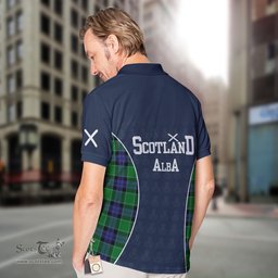 ScotsTee Shop Scottish Monteith Clan Crest Scotland Alba And Scottish Tartan Polo Shirt
