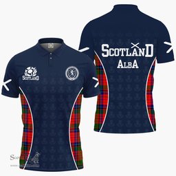 ScotsTee Shop Scottish Nicolson Clan Crest Scotland Alba And Scottish Tartan Polo Shirt