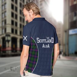 ScotsTee Shop Scottish Morrison Clan Crest Scotland Alba And Scottish Tartan Polo Shirt