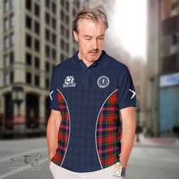 ScotsTee Shop Scottish MacPherson Clan Crest Scotland Alba And Scottish Tartan Polo Shirt