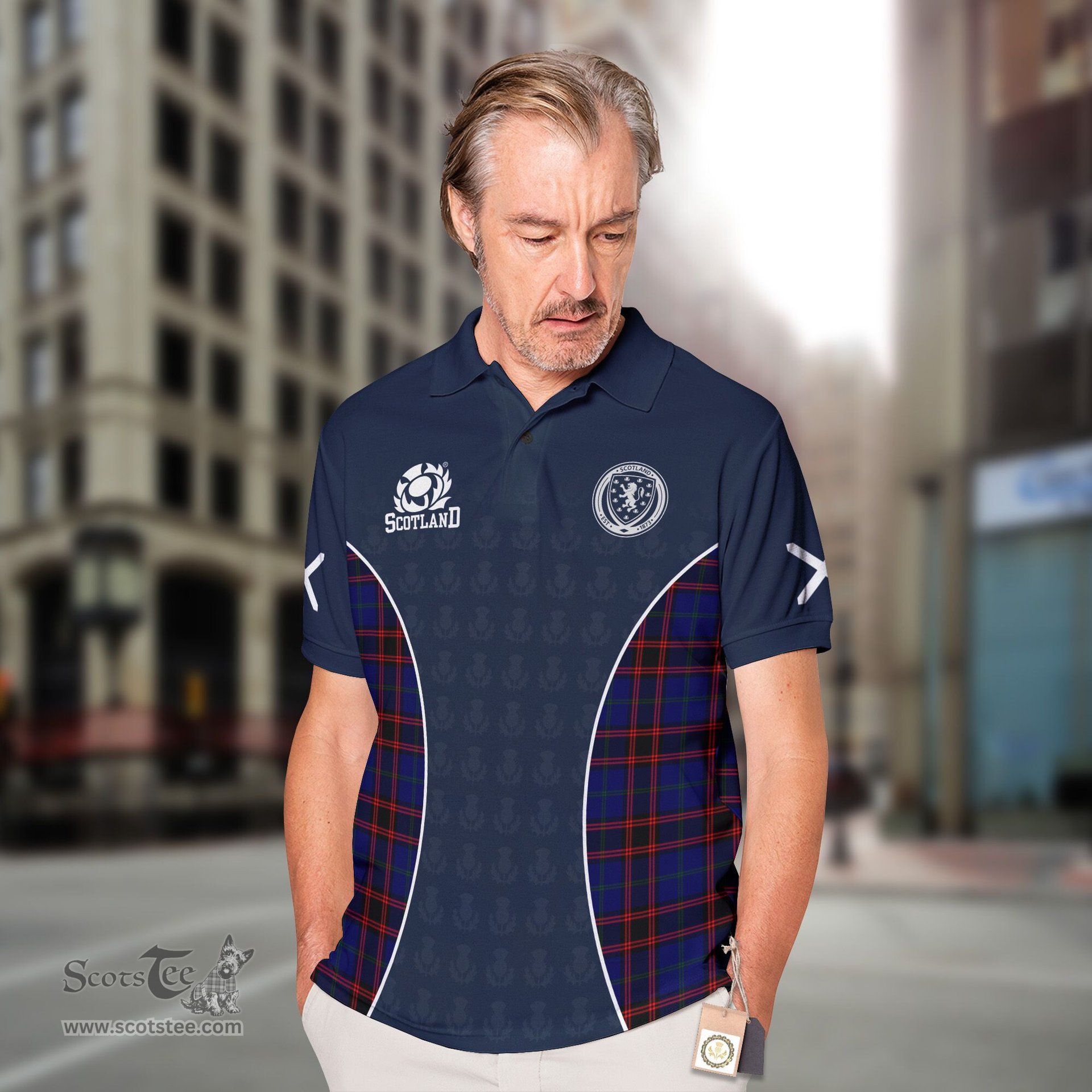 ScotsTee Shop Scottish Wedderburn Clan Crest Scotland Alba And Scottish Tartan Polo Shirt