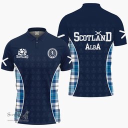 ScotsTee Shop Scottish Roberton Clan Crest Scotland Alba And Scottish Tartan Polo Shirt