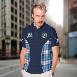ScotsTee Shop Scottish Roberton Clan Crest Scotland Alba And Scottish Tartan Polo Shirt