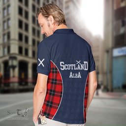 ScotsTee Shop Scottish Ramsay Clan Crest Scotland Alba And Scottish Tartan Polo Shirt