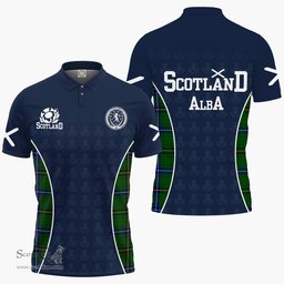 ScotsTee Shop Scottish Henderson Clan Crest Scotland Alba And Scottish Tartan Polo Shirt