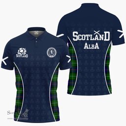 ScotsTee Shop Scottish MacThomas Clan Crest Scotland Alba And Scottish Tartan Polo Shirt