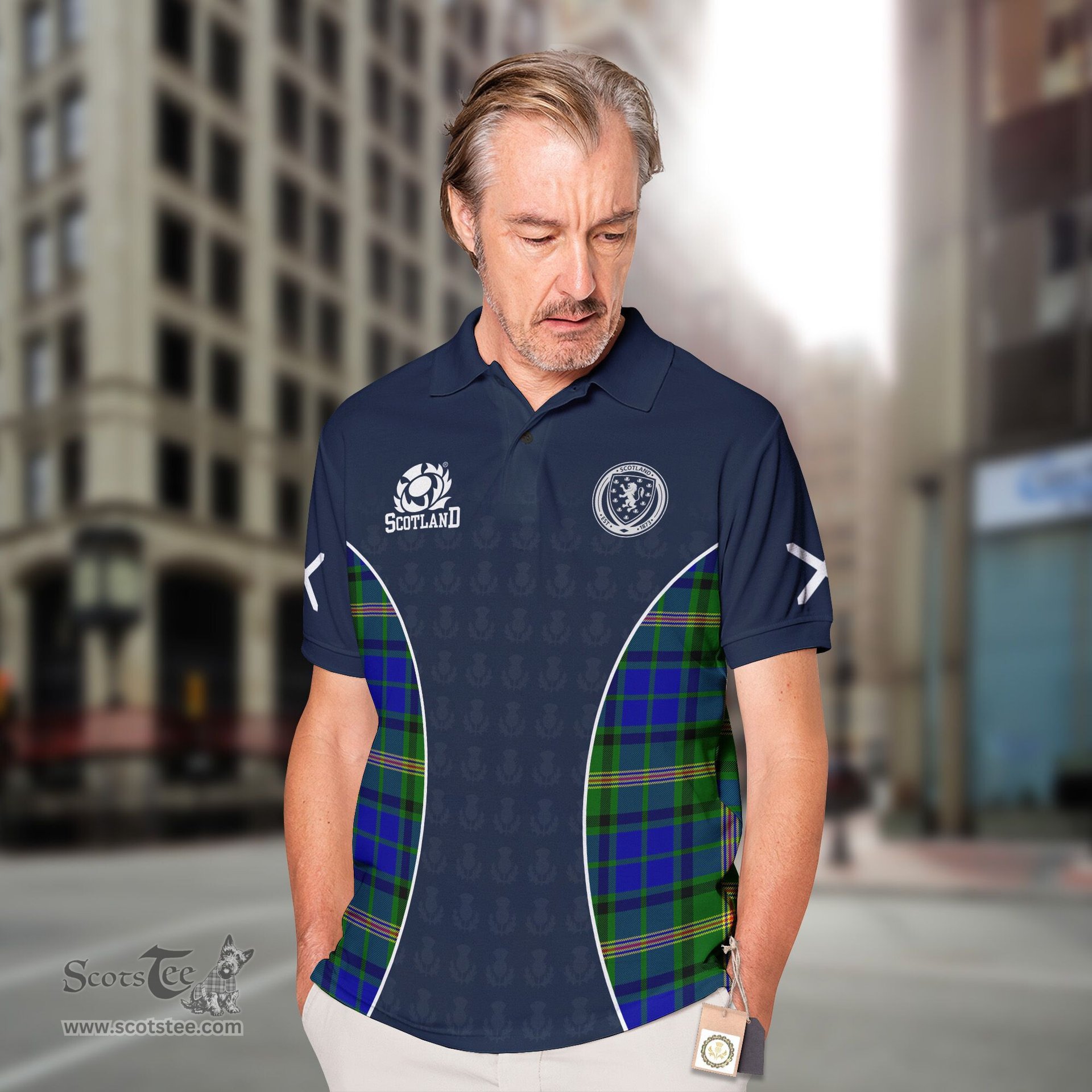 ScotsTee Shop Scottish Maitland Clan Crest Scotland Alba And Scottish Tartan Polo Shirt