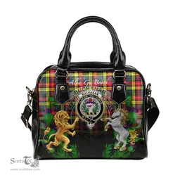 ScotsTee Shop Scottish Buchanan Modern Clan Crest Tartan Lion Unicorn Thistle Shoulder Handbag