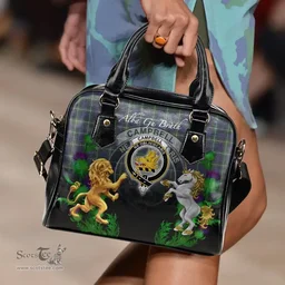 ScotsTee Shop Scottish Campbell Argyll Modern Clan Crest Tartan Lion Unicorn Thistle Shoulder Handbag