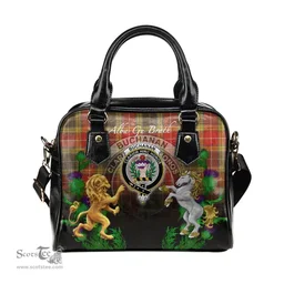 ScotsTee Shop Scottish Buchanan Old Set Weathered Clan Crest Tartan Lion Unicorn Thistle Shoulder Handbag