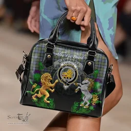 ScotsTee Shop Scottish Campbell Faded Clan Crest Tartan Lion Unicorn Thistle Shoulder Handbag