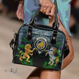 ScotsTee Shop Scottish Campbell Argyll Ancient Clan Crest Tartan Lion Unicorn Thistle Shoulder Handbag