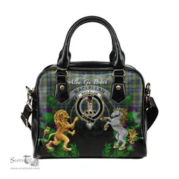 ScotsTee Shop Scottish MacLellan Ancient Clan Crest Tartan Lion Unicorn Thistle Shoulder Handbag