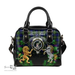 ScotsTee Shop Scottish Gunn Modern Clan Crest Tartan Lion Unicorn Thistle Shoulder Handbag