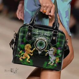 ScotsTee Shop Scottish MacArthur Modern Clan Crest Tartan Lion Unicorn Thistle Shoulder Handbag