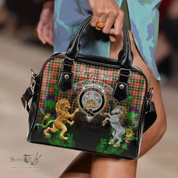 ScotsTee Shop Scottish MacLachlan Hunting Modern Clan Crest Tartan Lion Unicorn Thistle Shoulder Handbag