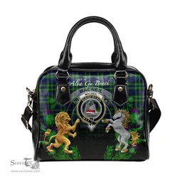 ScotsTee Shop Scottish MacNeil of Colonsay Modern Clan Crest Tartan Lion Unicorn Thistle Shoulder Handbag