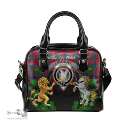 ScotsTee Shop Scottish Lindsay Modern Clan Crest Tartan Lion Unicorn Thistle Shoulder Handbag
