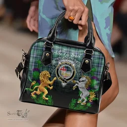 ScotsTee Shop Scottish MacDonald of the Isles Hunting Ancient Clan Crest Tartan Lion Unicorn Thistle Shoulder Handbag