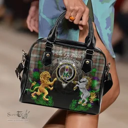 ScotsTee Shop Scottish Fergusson Weathered Clan Crest Tartan Lion Unicorn Thistle Shoulder Handbag